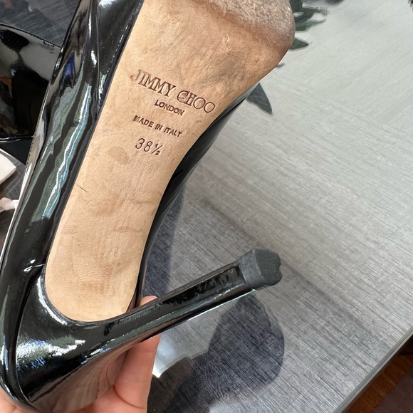 HP🎉🎉Jimmy Choo Black Patent Quiet Peep Toe Platform Pumps🎉🎉 - Picture 10 of 15